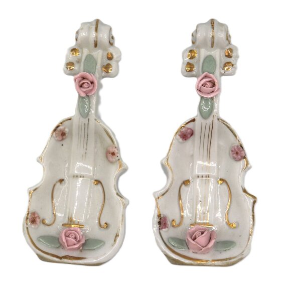 Vintage THAMES BONE CHINA FLOWER Violin Dish Made In Japan, Quantity 2 - Picture 3 of 4